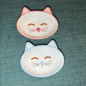 Charming Cat Ear Ceramic Bowls - Pink and Blue